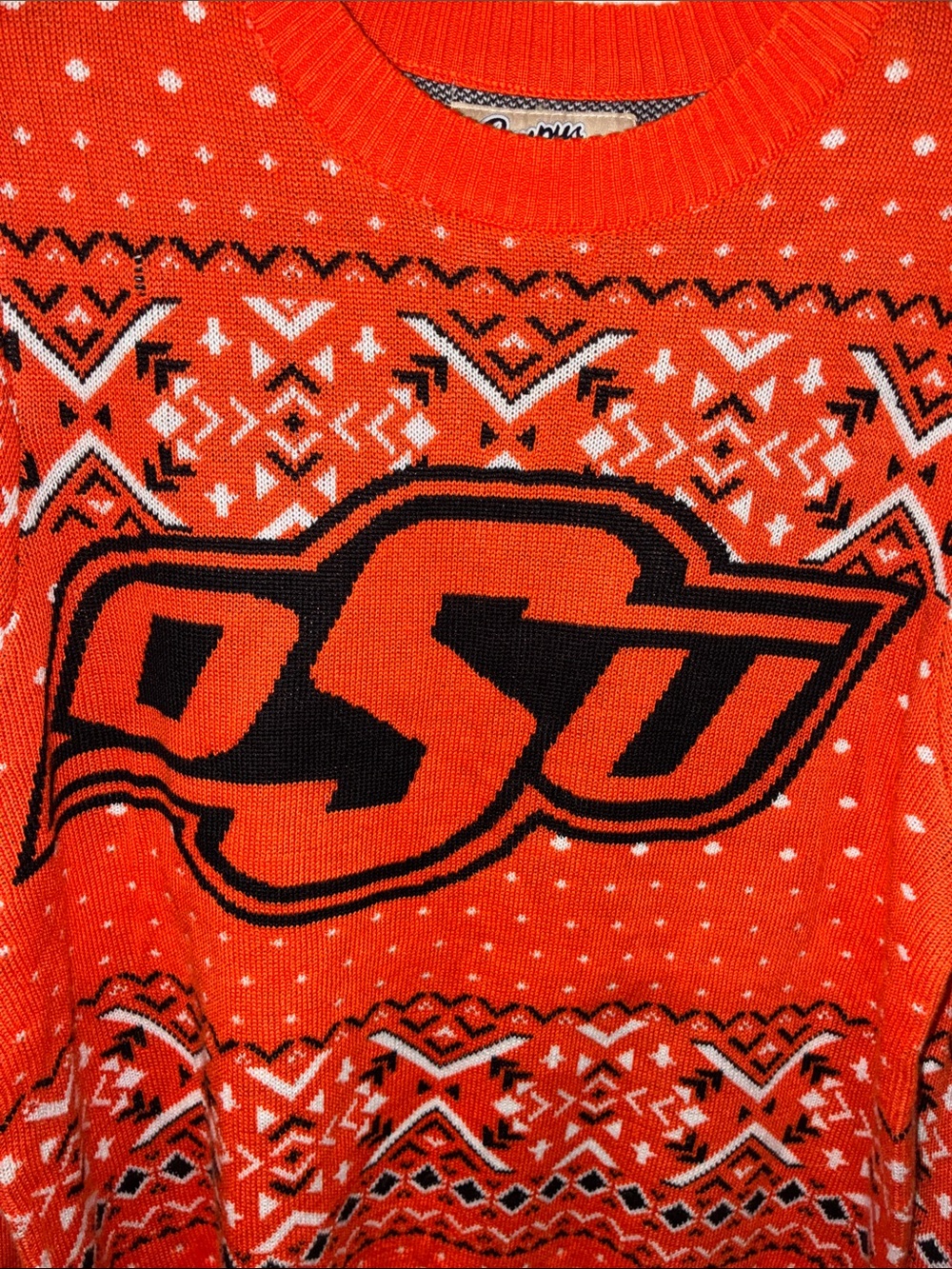 OSU, Campus Specialties Orange Patterned Sweater, Unisex XL